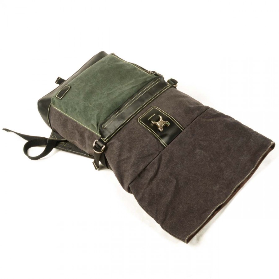 P1 Rolowany plecak vintage z woskowanej bawełny i skóry. 2 kolory. Laptop 17"